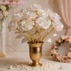 6Pcs Large Gold Leaf Roses Fade Resistant Romantic Eternal Roses Handcrafted Artificial Crystal Flowers