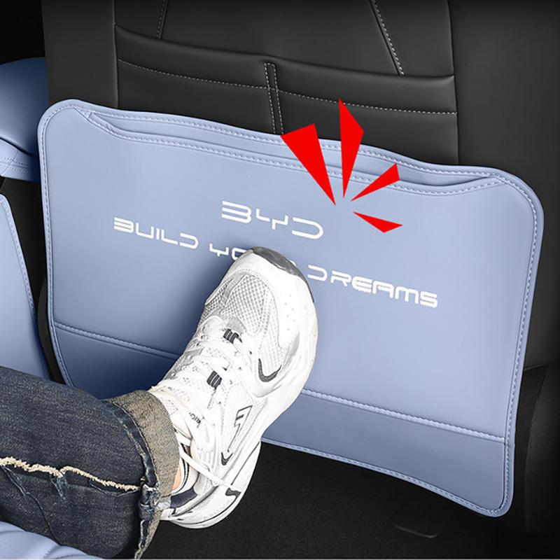 For BYD Seal DMI EV Car PU Leather Anti Kick Mat Pad Car Anti-kick Protector Mats Seat Back Protector Accessories