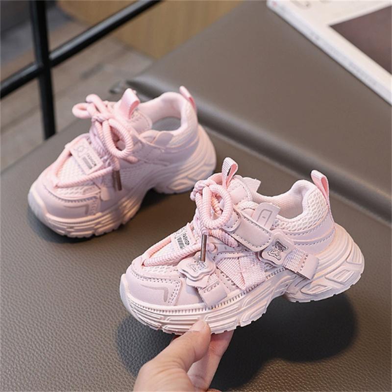 

Children Shoes New Spring Kids Sport Shoes Soft Sole Breathable Outdoor Tennis Non-slip Fashion Toddler Boys Girls Sneakers 25 рожевий