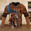 Vintage Horse 3D Print Harajuku Street Sports Men's Sweatshirt Fall Outdoor Climbing Running Long Sleeves Blouse Men's Hoodies