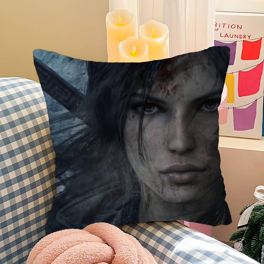 Action Game T-Tomb R-Raider Cushion Cover Car Throw Pillow Case For Sofa Car Christmas Gift 40X40Cm 45X45Cm