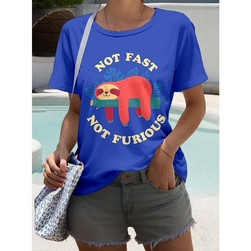Women's T-sleeve funny retired animal letter pattern printing fashion casual round neck short-sleeved women's clothing