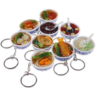 PVC Simulated Food Pendant: Blue & White Porcelain Bowl with Dry Rice Design