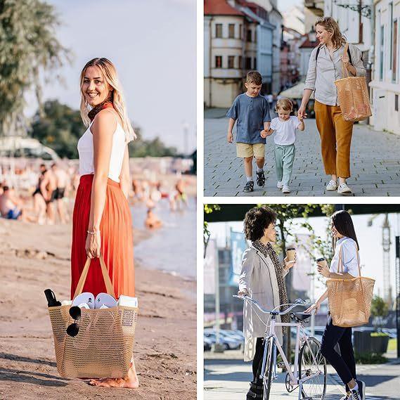 Large Foldable Mesh Beach Shoulder Bag for Outdoor Summer Travel