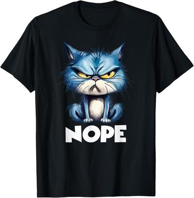 Cat Motifs Nope Funny Angry Cat Graphic Cat T-Shirt