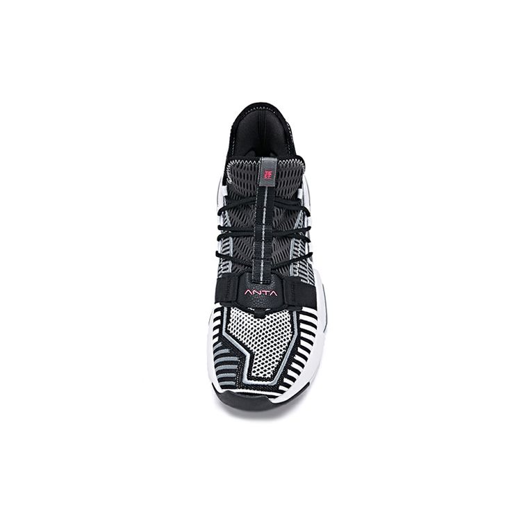 Anta Lightweight Series Fabric Performance Shock Absorption Wear-Resistant Mid-Top Basketball Shoes Men sneaker Black White 112021609-3