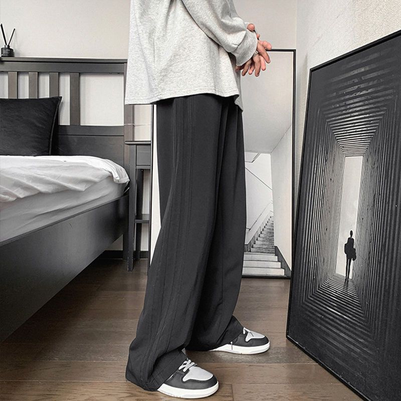 Damenhose Weite Hose Mode Freizeithose Lockere Hohe Taille Gerade Schwarze Jogginghose