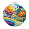 1pc Pastoral Landscape Pattern Embroidery DIY Fabric Craft Kit with Tools