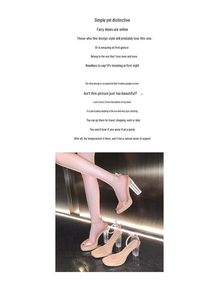 2024 Women's Transparent High Heels: Waterproof Platform Crystal Sandals with Thick Heel, Summer Fairy Style