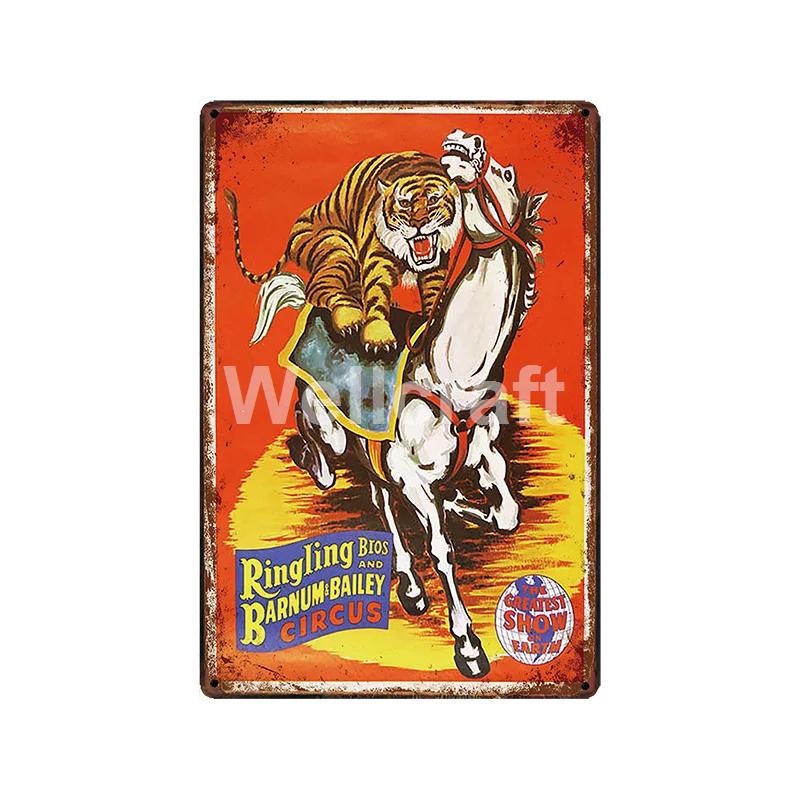 [ WellCraft ] Circus Lion Elephant Tiger Clown Horse Metal Sign Vintage Painting Decor  LT-1899 Room Decoration