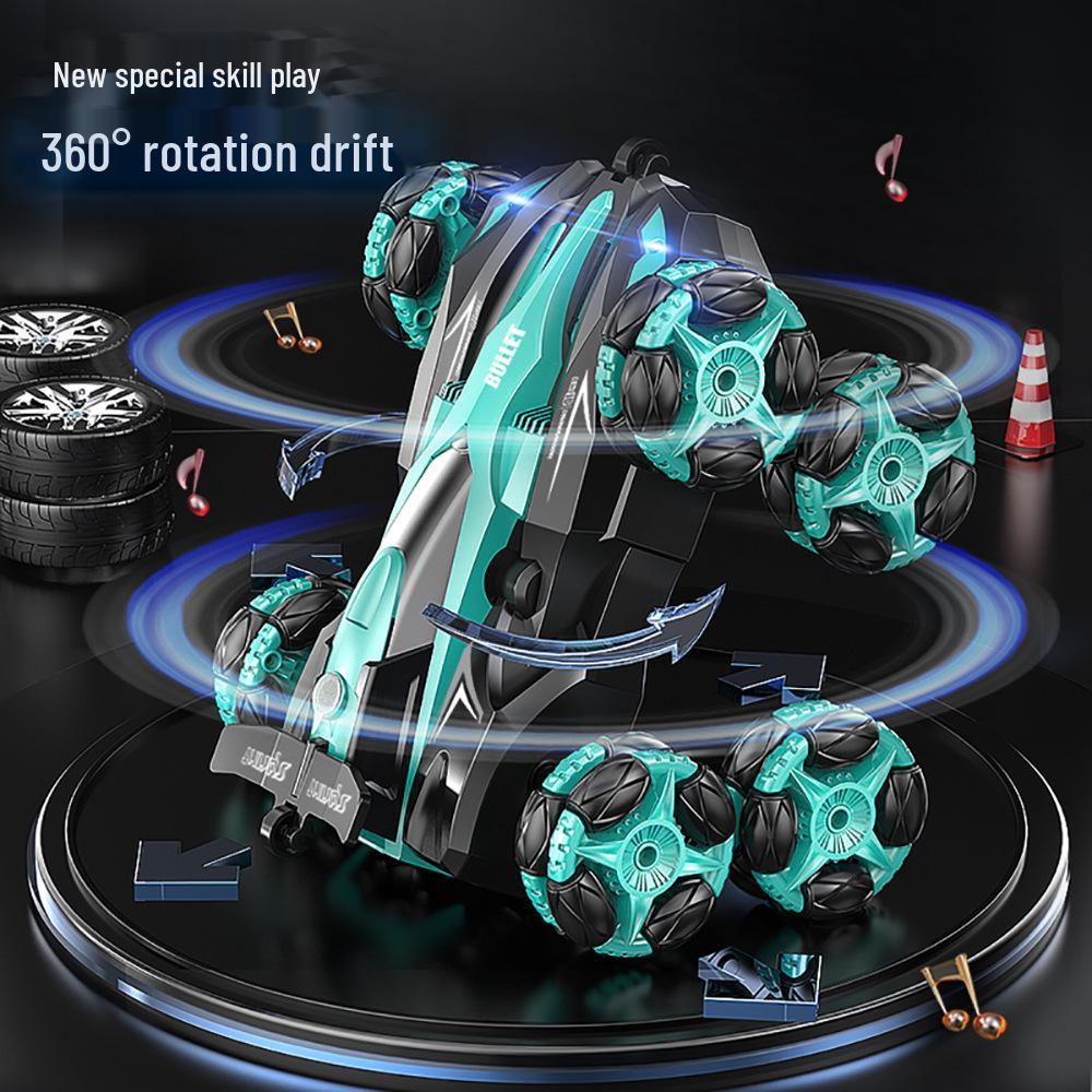 Rechargeable Eight-Wheeled Stunt RC Car with Gesture Control, Drift Spray, and Climbing Rotation for Kids