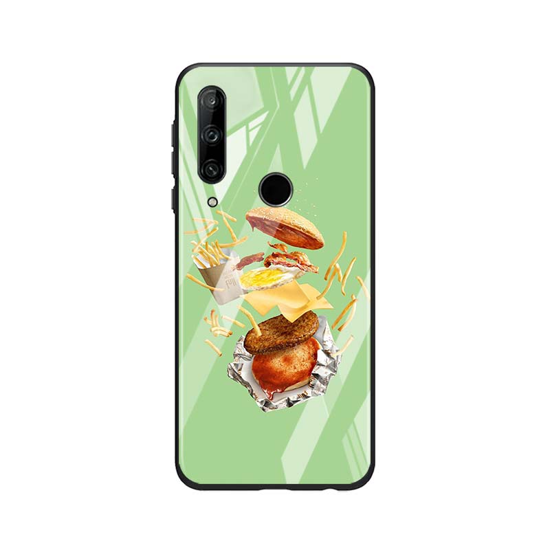 Gehärtetes Glas Neue Shell Luxusabdeckung Köstlicher Hamburger für Honor 30 20 10 9X 8X Pro Plus Lite Telefonhülle