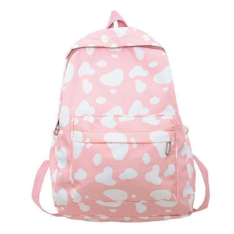 Schultasche Rucksack Harajuku ins Mittelschüler Große Kapazität Campus Schüler Mori Rucksack Frisch und Niedlich Schultasche Kuhmuster