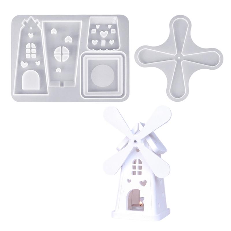 

Candle Bracket Molds Rotating Windmill Shape Crafting Molds Unique Candle Holder Molds for Home and Table Decorating