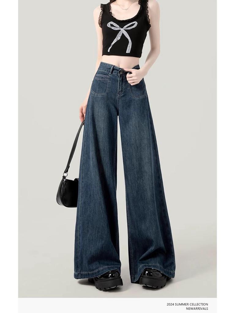 2025 Women's Retro High-Waist Jeans: Plus Size, Loose Fit, Slimming, Versatile Long Pants for Spring & Autumn