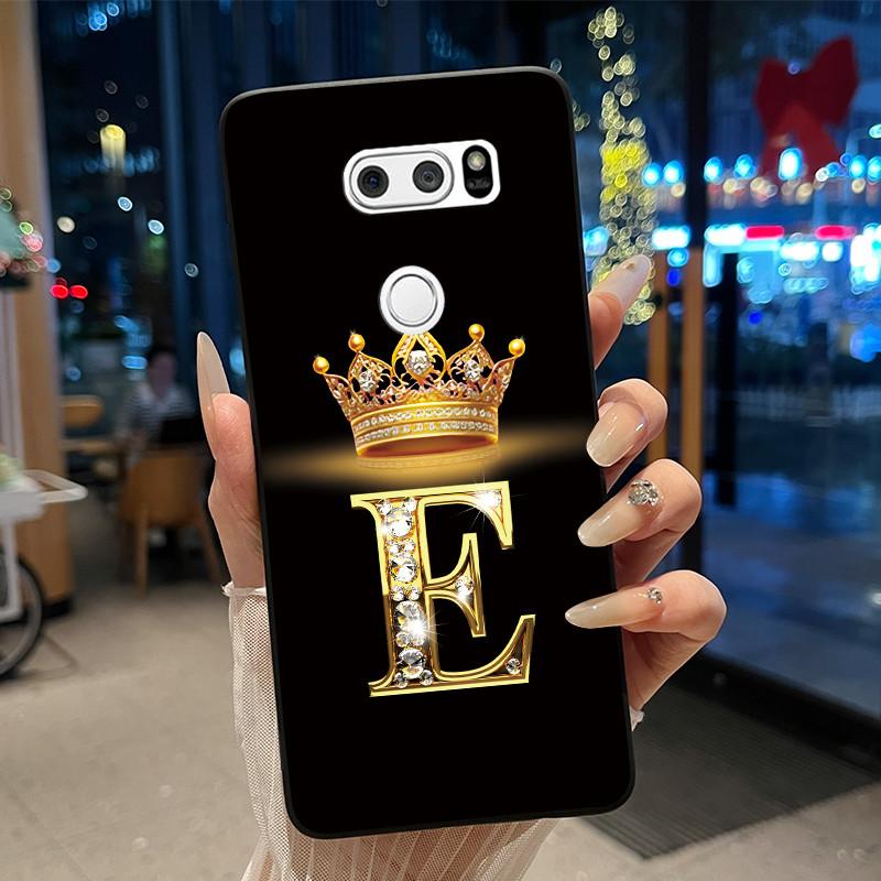 Phone Case For LG V30/V30 Plus/V30S ThinQ/V35 ThinQ Soft Silicone Beautiful Trendy Crown Letter Pattern Black Case Casing