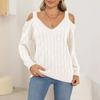 Women's Deep V Off Shoulder Loose Slouchy Knit Pullover Sweater, Fall Winter  Basic Top for Ladies