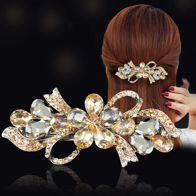 Damen Blumen Haarspange - Frühlings-Haarnadel für Pferdeschwänze und Hochsteckfrisuren brown