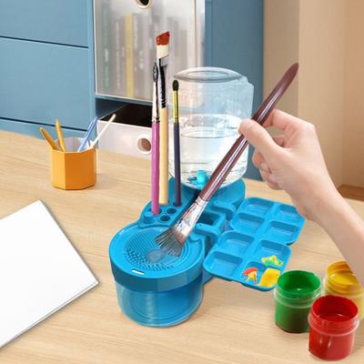 Paint Brush Cleaner Portable Paintbrush Cleaning Tool with Water Circulation Brush Washer Painting Station with Brush Holder And Palette for