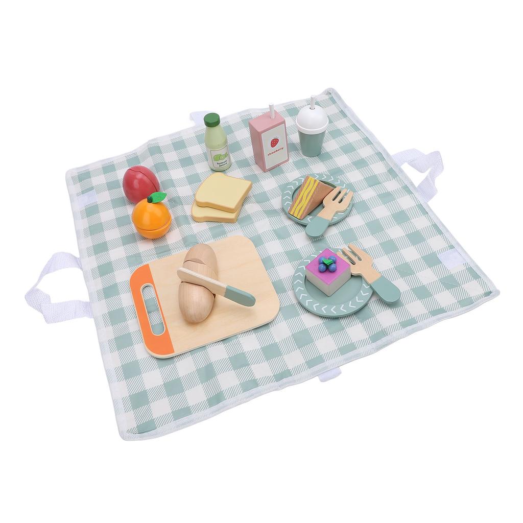 Kids Picnic Toy Set High Simulation Educational Fun Develop Fine Motor Skills Wooden Food Play Toys