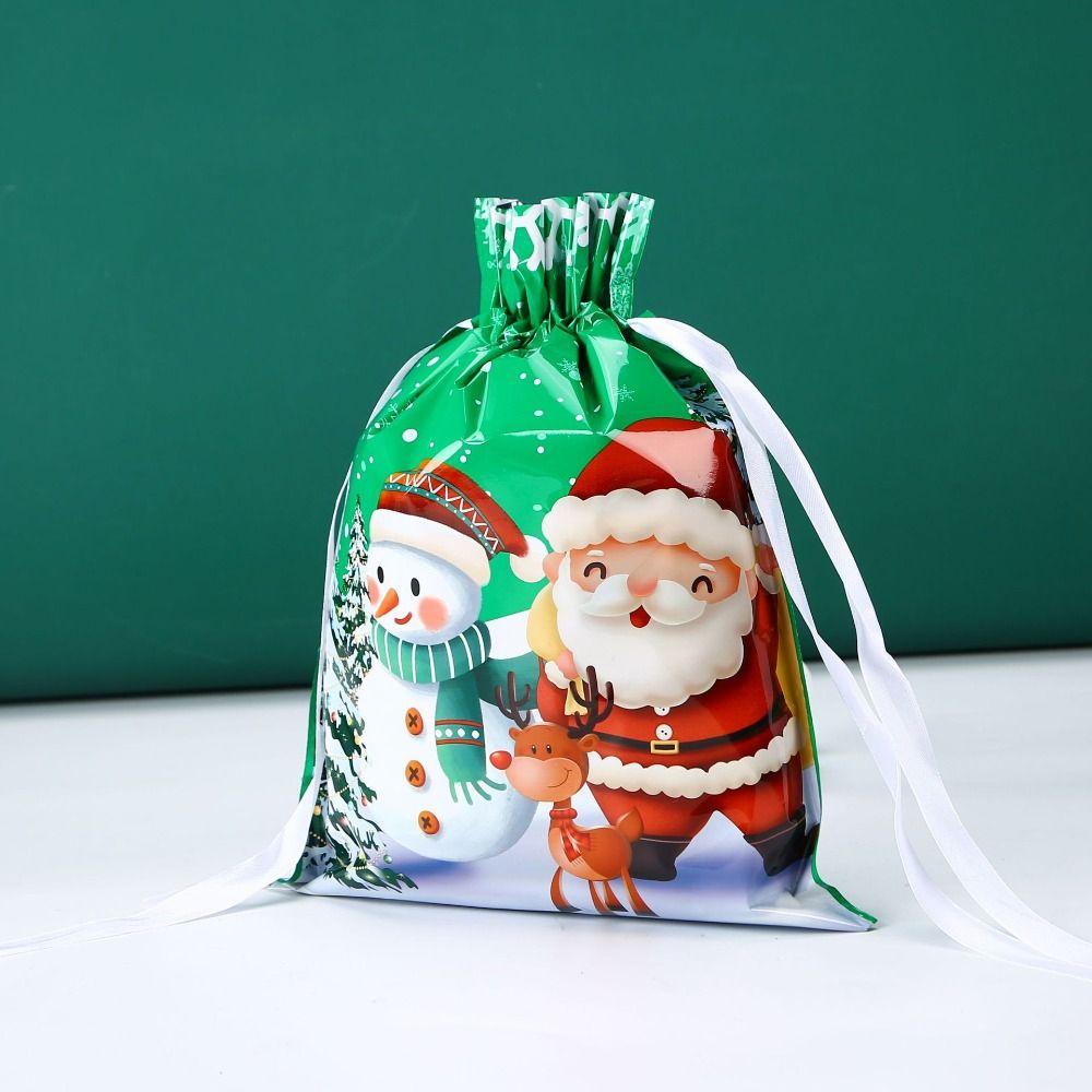 

Snowman Christmas Candy Bag Santa Claus Gift Drawstring Pouch Xmas Packaging Bag Party Presents
