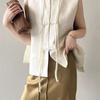 Chinese Plate Button Vest Jacket Spring Jacquard Stand Collar Sleeveless Waistcoat Retro Women Cheongsam Tops