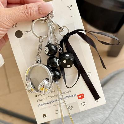 Portachiavi Ciondolo Perle Cuffie 3D Carino Creativo Catena Cellulare Ciondolo Cuffie Accessori Decorazione da Appendere Zaino
