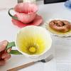 Kaffeetasse mit Untertasse Lebensmittelechte Keramik Blumenmuster Mikrowellen- Spülmaschinen- Backofenfest Cappuccino-Tasse