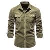 Men's Autumn Cotton Corduroy Slim Fit Casual Shirt with Long Sleeves