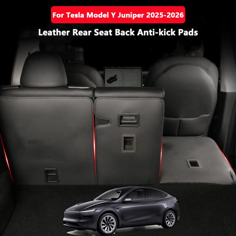 For Tesla Model Y Juniper 2025-2026 Rear Seat Back Cover Leather Backrest Protector All Weather Split Cargo Liner Anti-dirty Pad