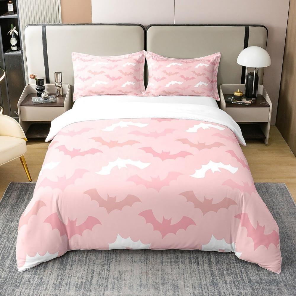 Bats Black Duvet Cover for Youth, Halloween Party Theme Comforter Cover,Microfibre Bedding Sets, Children's Bed Linen