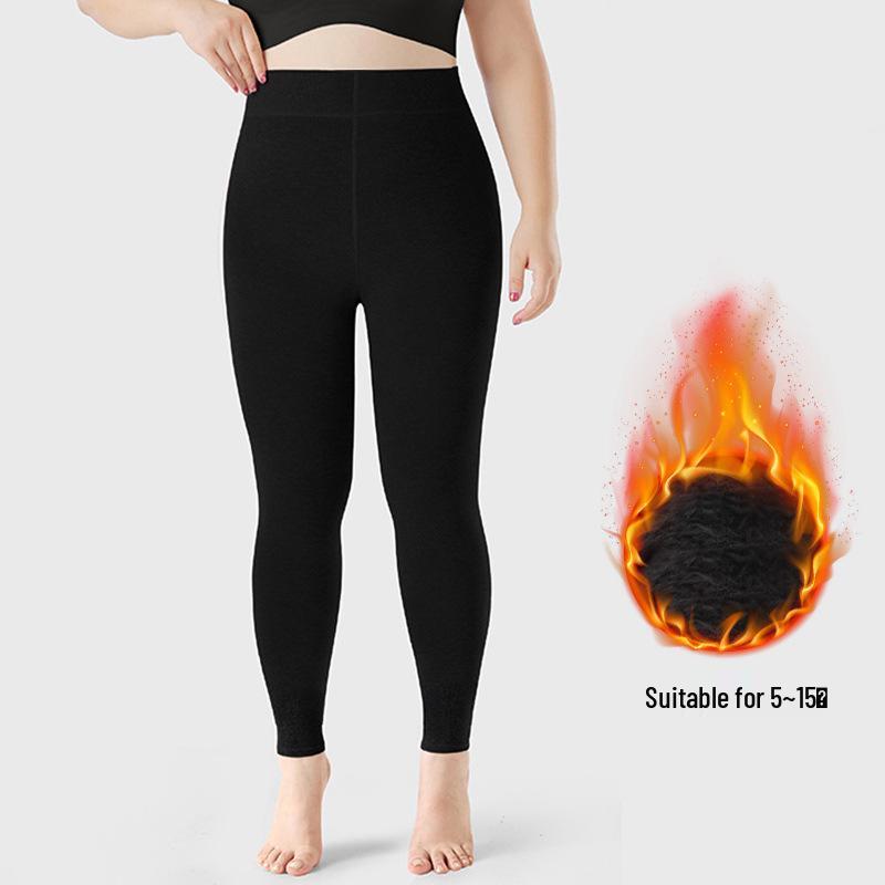 Plus Size Seamless Autumn/Winter Velvet Lined Tights for Women - Warm, Slimming Cotton Wool Base Layer Pants