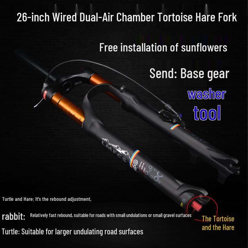 Dual Air Chamber Mountain Bike Fork - 26/27.5/29 Inch, Adjustable Damping, Magnesium Alloy