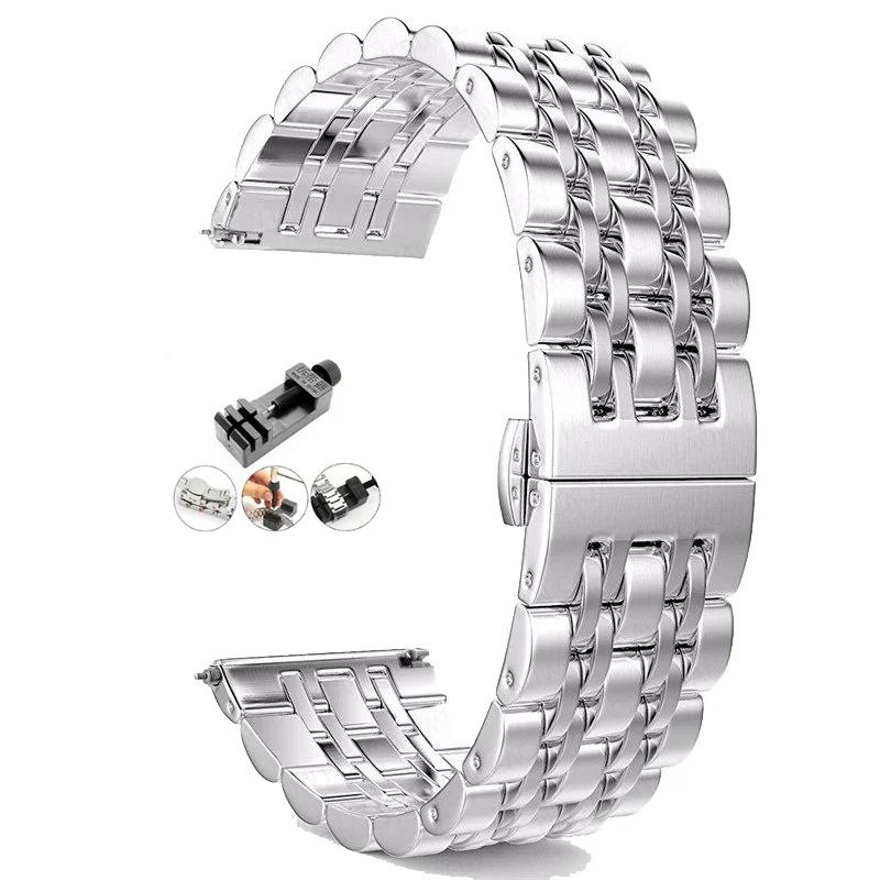 Stainless Steel band For Samsung Galaxy watch 6/5/4/Classic metal link bracelet amazfit GTS-GTR-4-3-mini-bip 3 20mm 22mm strap