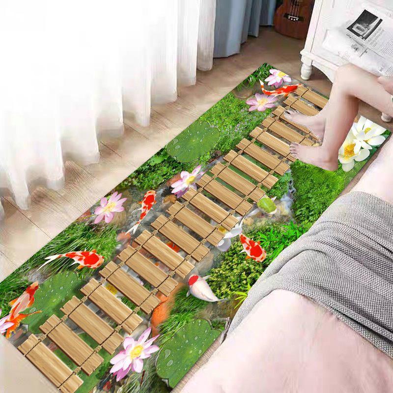 Bettvorleger Schlafzimmerteppich Blumenlandschaft Bettvorleger Bodenteppich Zimmer Langer Teppich Couchtischteppich