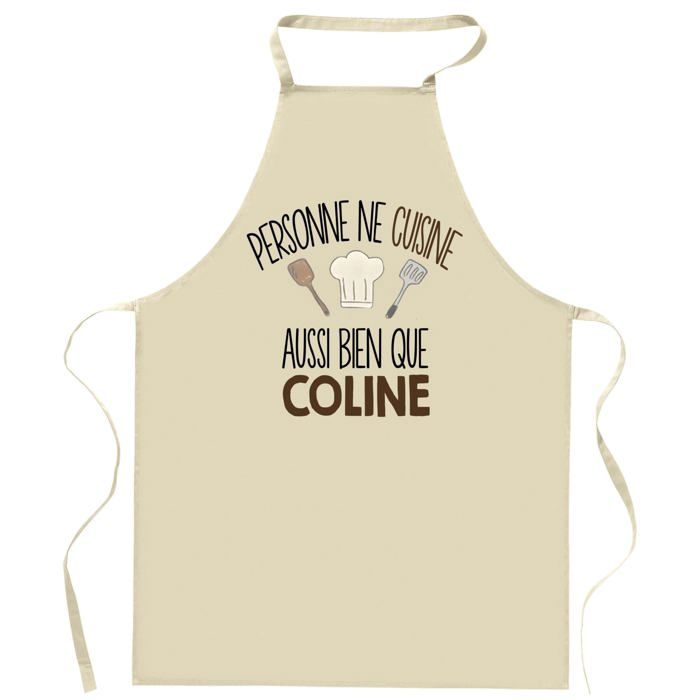 Planetee Tablier Personne ne cuisine aussi bien que COLINE | Cadeau original Prénom pour Cuisinière | Vêtement Blouse protection