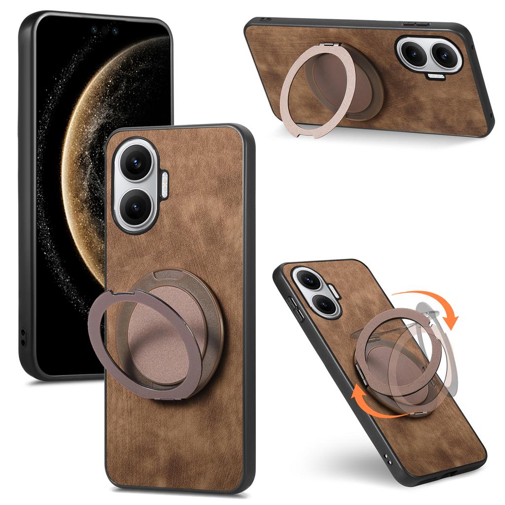 For Xiaomi Redmi Turbo 4 Pro 5G Phone Case with Rotating Kickstand Stress Relief Retro Leather Back Cover