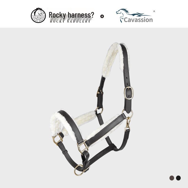 Durable Leather Horse Halter with Lead Rope - Anti-Wear Equestrian Tack Medium Horse чёрный