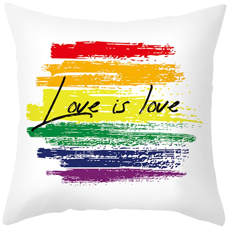 Rainbow Heart Pattern Nordic Sofa Cushion Cover Peach Skin Pillowcase Home Decor Pillowcase