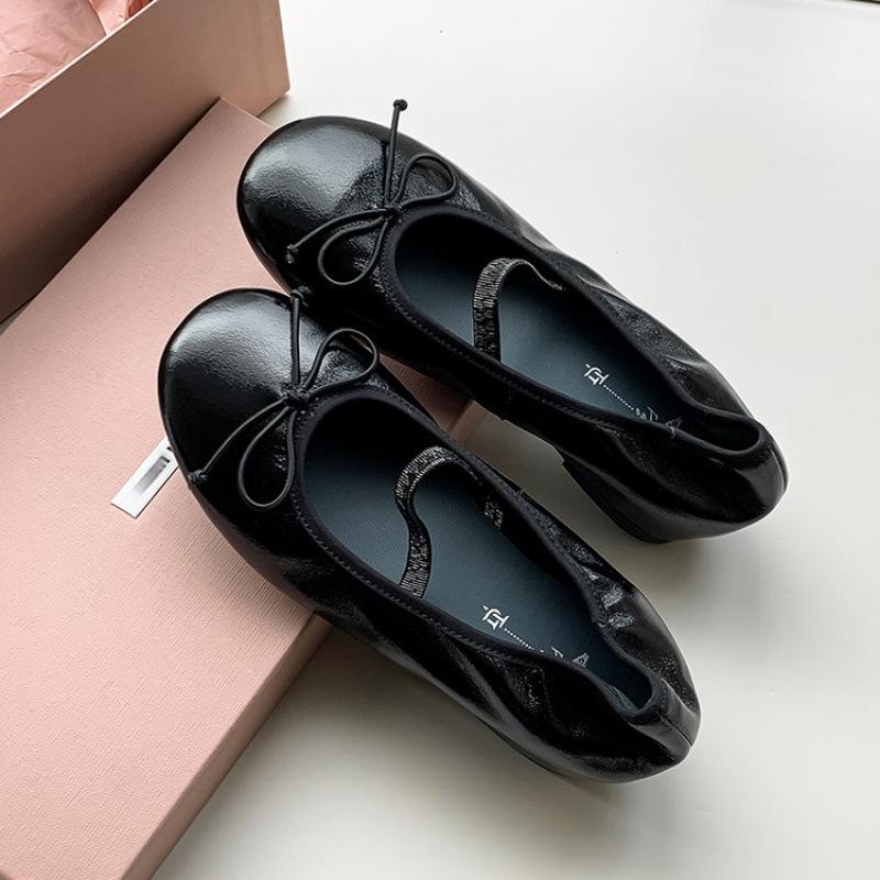 

New Today Round Head Fashion Single Shoes Women s Low Heel Leather Women s Shoes Non-slip Soft Sole Comfortable Soft Cowhide Women s Shoes 39 чёрный