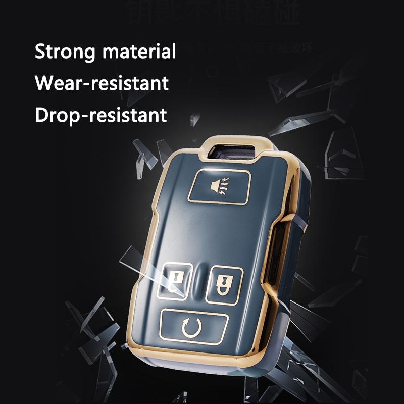 Phnom Penh TPU Car Key Case Cover for Chevrolet Colorado Silverado 1500 2500HD 3500HD GMC Yukon Sierra Canyon Remote Key Protecor