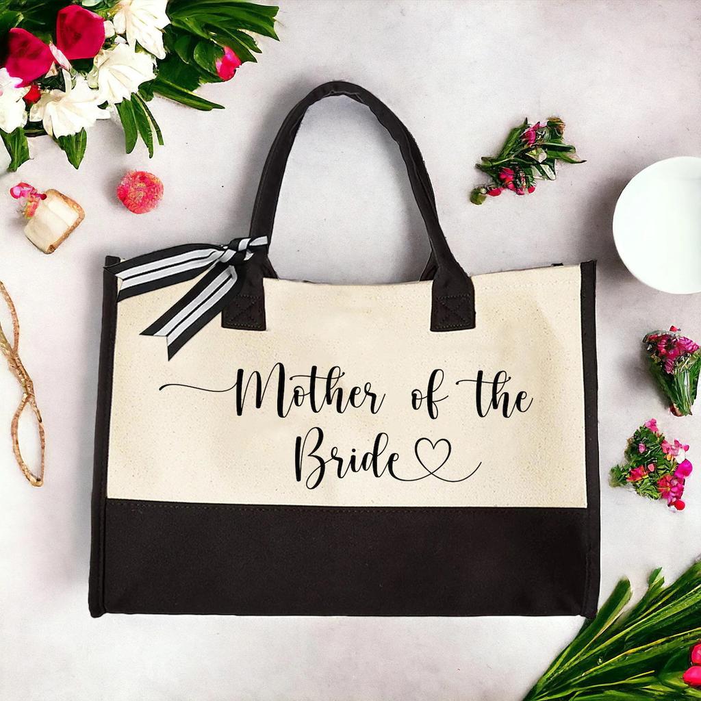 Bride team Black and white canvas handbag shopping bag bride's wedding single party shoulder bag