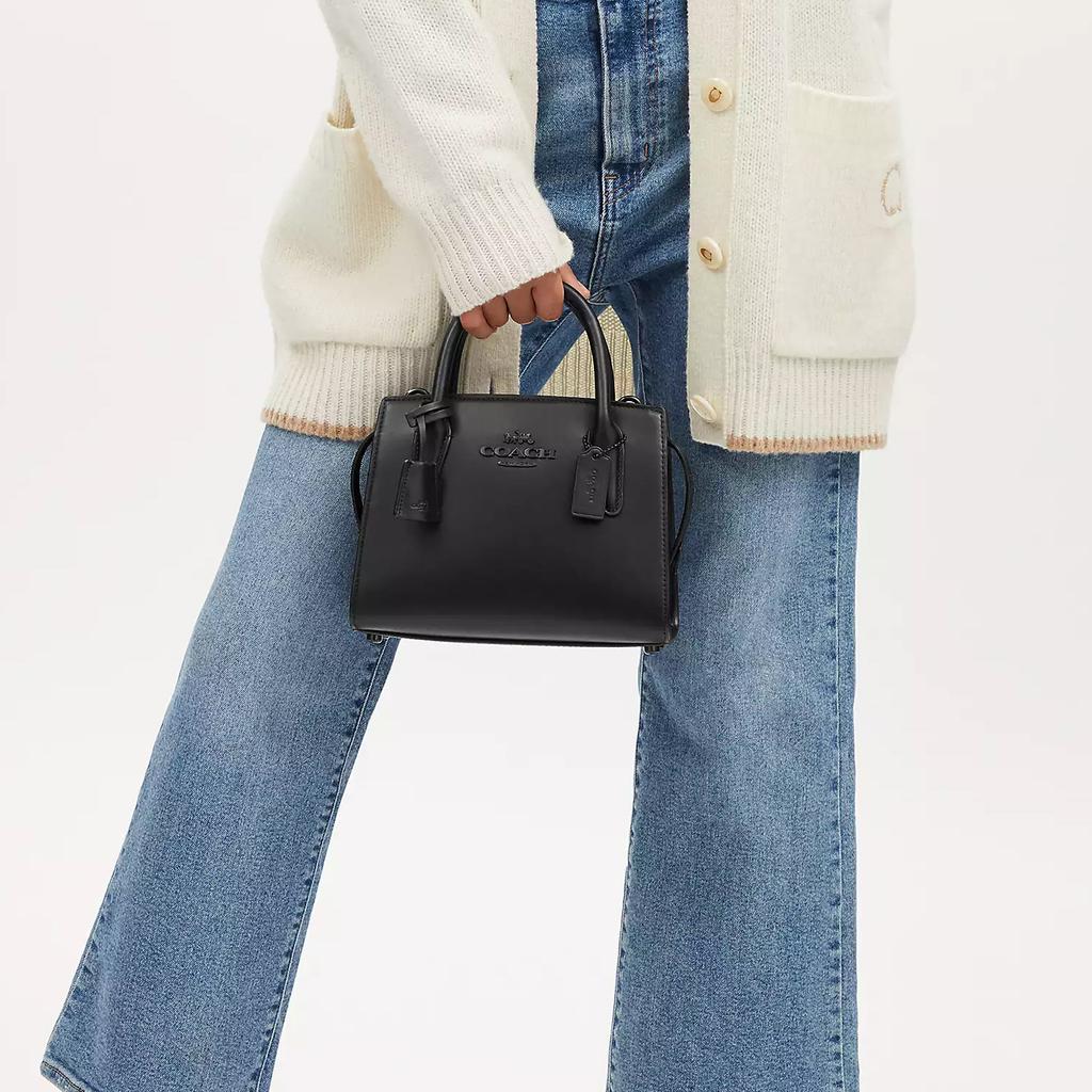 Coach Andrea Carryall 22 Fashion Embossed Logo Zipper Closure Leather Shoulder Crossbody Tote Bag Small Women Handbags Black CP081-JIBLK
