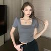 2024 Slim Fit Women's Square Collar Cropped T-Shirt