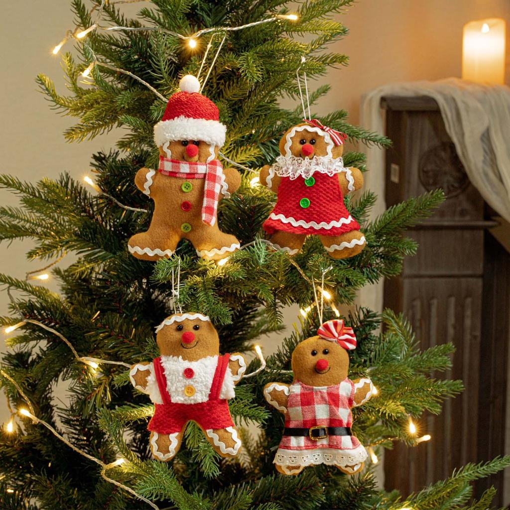 Jul Pepparkaksfigur Sammet Liten Pepparkaksfigur Fönsterdekoration Julgranshänge, Högtidsdekoration