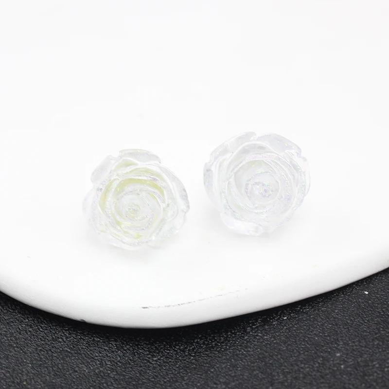 Resin Transparent 3D Flower Big Stud Earring for Women Personality Creative Lovely Simple Wedding Jewelry Girl Gift Brincos