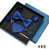 Red Blue Black Classic Tie For Men Pocket Square Cufflinks Sets Mens Solid Color Necktie Party Wedding Gift For Men Neck Tie Set