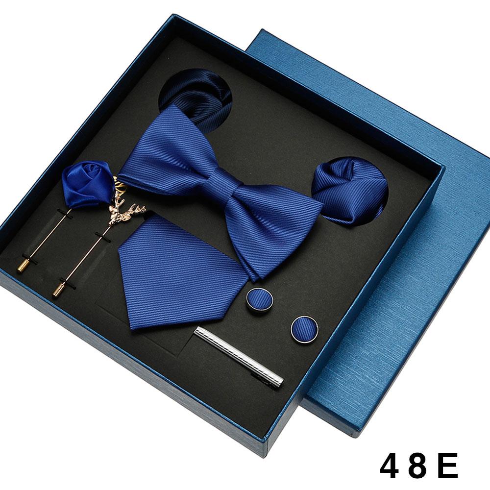 Red Blue Black Classic Tie For Men Pocket Square Cufflinks Sets Mens Solid Color Necktie Party Wedding Gift For Men Neck Tie Set