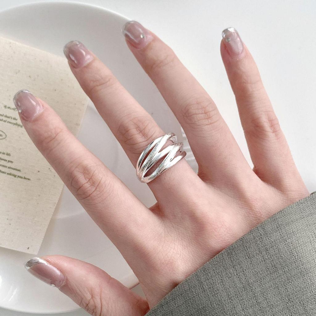 Women's Adjustable Geometric Double Layer Ring - Stackable, Versatile, Simple Temperament, Open Line Design for Index Finger.
