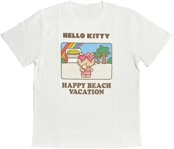 

Sanrio 2026 Summer Comic Form Hello Kitty Image 100 Cotton Printed Casual Tshirt Adult Children Parentchild Top Homewear Y2k S